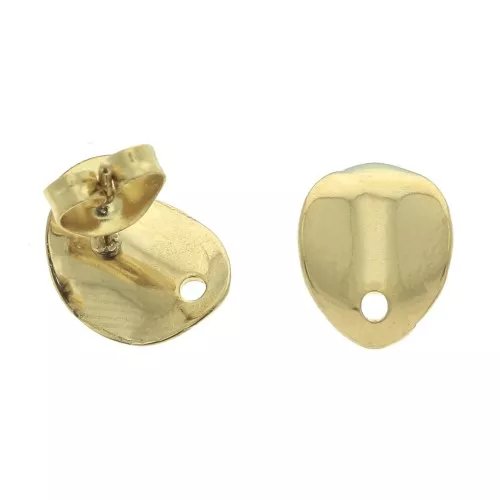 11x8.6mm Gold plated 304 stainless steel 1-hole curved earstuds to decorate x2