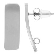 Rectangular Earstuds, 21.5 x 6.5 mm - Open Ring - 304L Stainless Steel (2-pack)