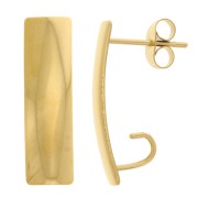 21x6mm Gold plated 304L stainless steel rectangular earstuds to decorate x2