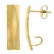 21x6mm Gold plated 304L stainless steel rectangular earstuds to decorate x2