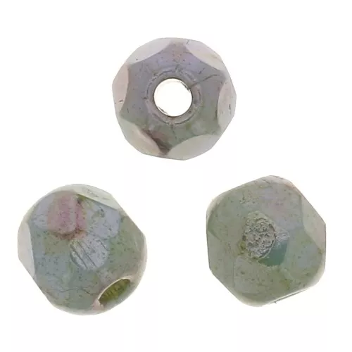Facets 3 mm Chalk White Blue Luster x50