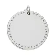20mm stainless steel round pendant with open jump ring x1