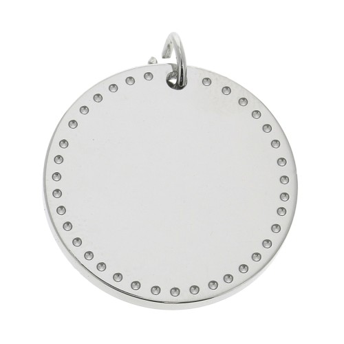 20mm stainless steel round pendant with open jump ring x1