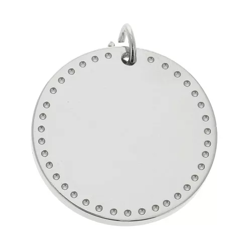 20mm stainless steel round pendant with open jump ring x1