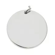 20mm stainless steel round pendant with open jump ring x1