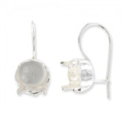 925 Sterling Silver Earwires with 1028 cabochon 8mm setting|raw }}