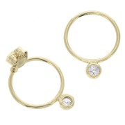 15mm earstuds with  zirconium oxide - Gold Plated 3 microns x2