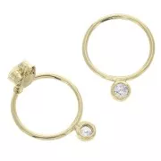 15mm earstuds with  zirconium oxide - Gold Plated 3 microns x2