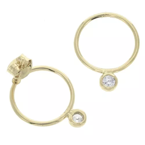 15mm earstuds with zirconium oxide - Gold Plated 3 microns x2