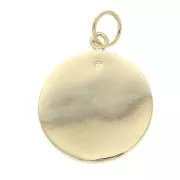 20mm Medal pendant with moonstone - Gold Plated 3 microns x1