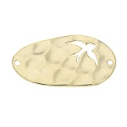 25x14mm Hammered irregular openwork dove spacer - Gold plated 3 microns x1|raw }}