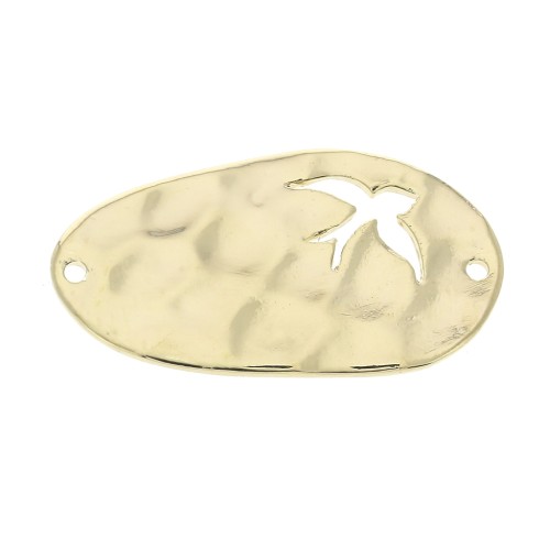 25x14mm Hammered irregular openwork dove spacer - Gold plated 3 microns x1