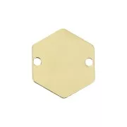 13.5x12mm hexagonal 2-hole spacer - Gold Plated 3 microns x1