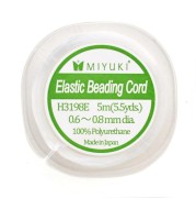 0.6 - 0.8mm Miyuki Elastic Beading Cord - White x5 m