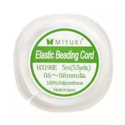 0.6 - 0.8mm Miyuki Elastic Beading Cord - White x5 m