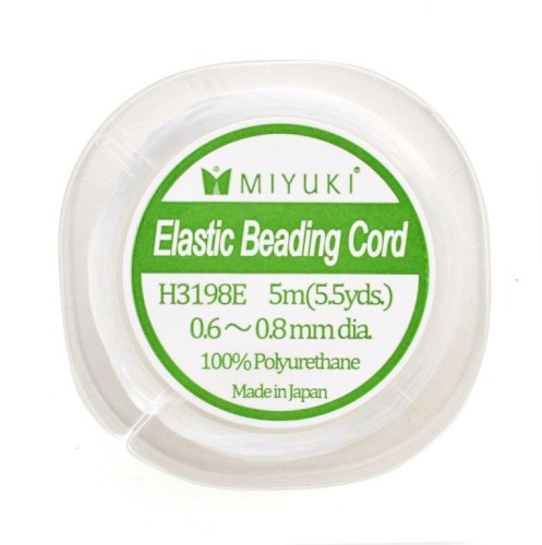 0.6 - 0.8mm Miyuki Elastic Beading Cord - White x5 m
