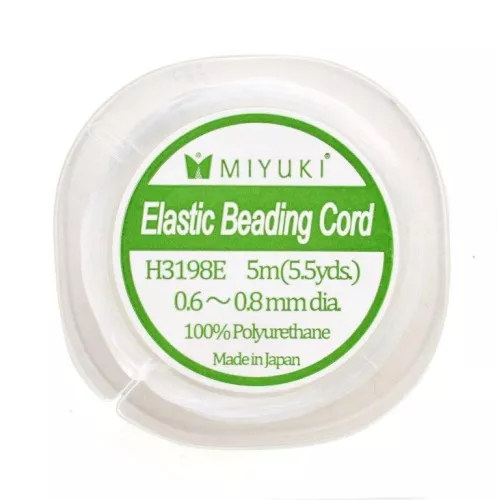 0.6 - 0.8mm Miyuki Elastic Beading Cord - White x5 m