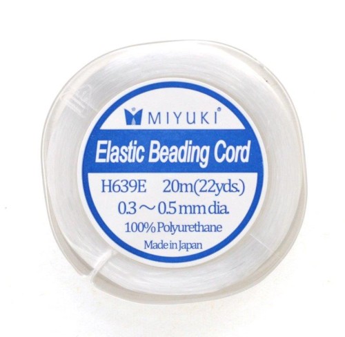 0.3 - 0.5mm Miyuki Elastic Beading Cord - White x20 m