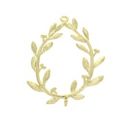 29x23mm Laurel wreath pendant with 2 loops - fine Gold plated x1|raw }}