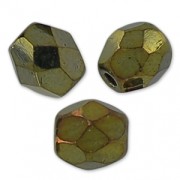 Fire Polished faceted round beads 4mm Jet Brown Iris x50|raw }}