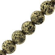 8mm Round Galvanized Lava Stone Beads - Gold Tone x10|raw }}