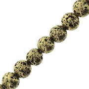 6mm Round Galvanized Lava Stone Beads - Gold Tone x15|raw }}