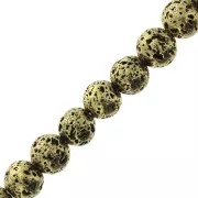 6mm Round Galvanized Lava Stone Beads - Gold Tone x15