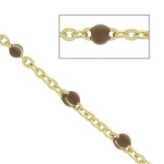 1.7mm Brass cable mesh chain diamond cut with epoxy resin - Gold Tone/Brown x1m|raw }}