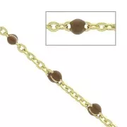 1.7mm Brass cable mesh chain diamond cut with epoxy resin - Gold Tone/Brown x1m