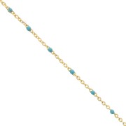 1.7mm Brass cable mesh chain with epoxy resin diamond cut - Gold Tone/Blue x1m