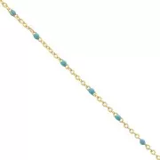 1.7mm Brass cable mesh chain with epoxy resin diamond cut - Gold Tone/Blue x1m