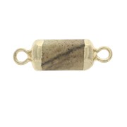 21x6mm Hexagonal spacer 2 loops imitation Jasper gemstone - Gold Tone x1|raw }}