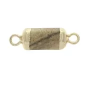 21x6mm Hexagonal spacer 2 loops imitation Jasper gemstone - Gold Tone x1