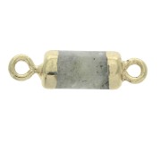 21x6mm Hexagonal spacer 2 loops imitation Labradorite gemstone - Gold Tone x1|raw }}