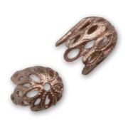 Filigreed End cap 6mm Old copper tone x4
