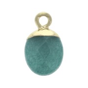 14x8.5mm flat drop pendant with dyed jade gemstone imitation - Gold Tone x1