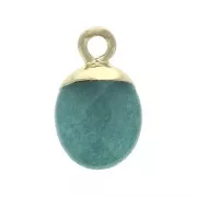 14x8.5mm flat drop pendant with dyed jade gemstone imitation - Gold Tone x1