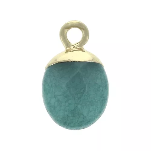 14x8.5mm flat drop pendant with dyed jade gemstone imitation - Gold Tone x1