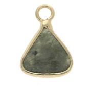 16x12.5mm Triangle pendant with imitation Labradorite gemstone - Gold Tone x1