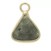16x12.5mm Triangle pendant with imitation Labradorite gemstone - Gold Tone x1
