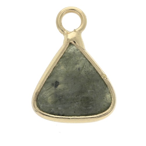 16x12.5mm Triangle pendant with imitation Labradorite gemstone - Gold Tone x1