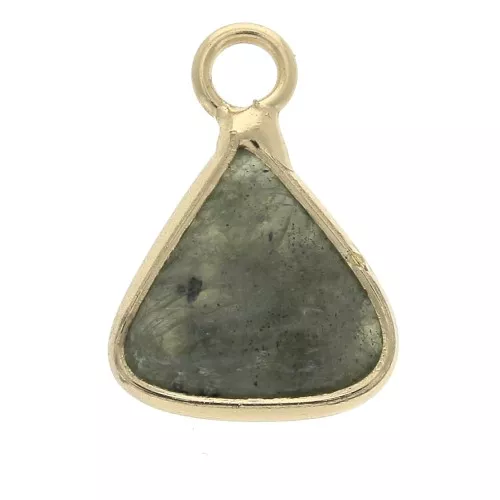 16x12.5mm Triangle pendant with imitation Labradorite gemstone - Gold Tone x1