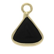 16x12.5mm Triangle pendant with imitation Black Onyx gemstone - Gold Tone x1|raw }}