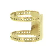 Adjustable stainless steel ring for a Miyuki bead weaving 15.7mm - Gold Tone x1