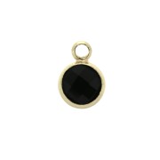 Faceted round-shaped charm 6x9 mm with loop - 6x9 mm - Gold Tone / Black x1|raw }}