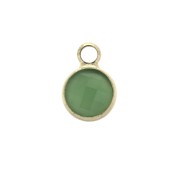 Faceted round-shaped charm 6x9 mm with loop - Gold Tone / Green x1|raw }}