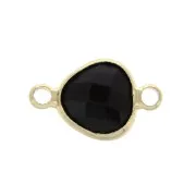 14x9mm Faceted drop-shaped spacer 2 loops - Gold Tone / Black x1