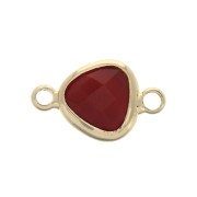 14x9mm Faceted drop-shaped spacer 2 loops - Gold Tone / burgundy x1|raw }}