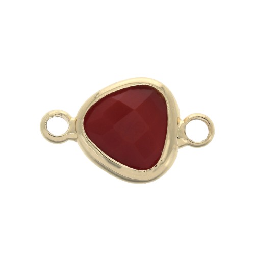 14x9mm Faceted drop-shaped spacer 2 loops - Gold Tone / burgundy x1