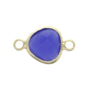 14x9mm Faceted drop-shaped spacer 2 loops - Gold Tone / Dark Blue x1|raw }}